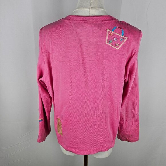 Michael Simon Embroidered Patchwork Cardigan Small Pink Flaws - Picture 2 of 13